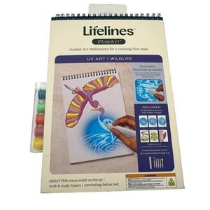 Lifelines FlowArt‎ UV Art Wildlife Guided Meditations Coloring Book with Markers